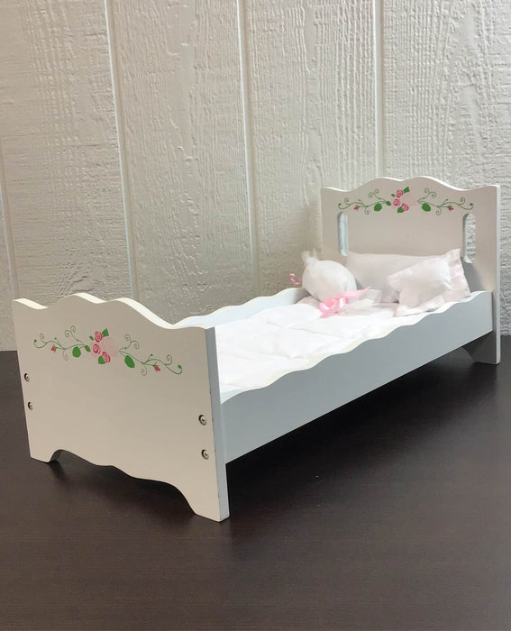 used Badger Basket Doll Bed, -White Rose