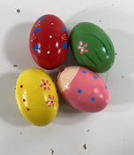 used Painted Wooden Percussion Eggs, Set Of 6