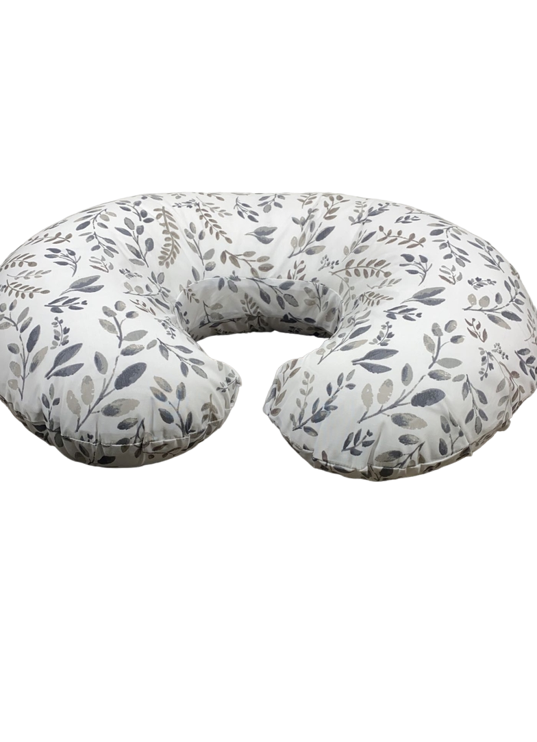 Boppy Original Nursing Pillow, Gray Taupe Leaves, Ergonomic Nursing Essentials For Bottle And Breastfeeding, F