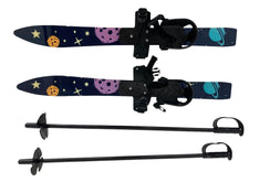used Odoland Kid's Beginner Snow Skis and Poles, Dark Blue