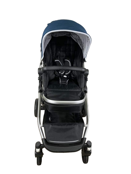 secondhand Mockingbird Single to Double Stroller, 2022, Silver with Black Leather, Watercolor Drops, Sea