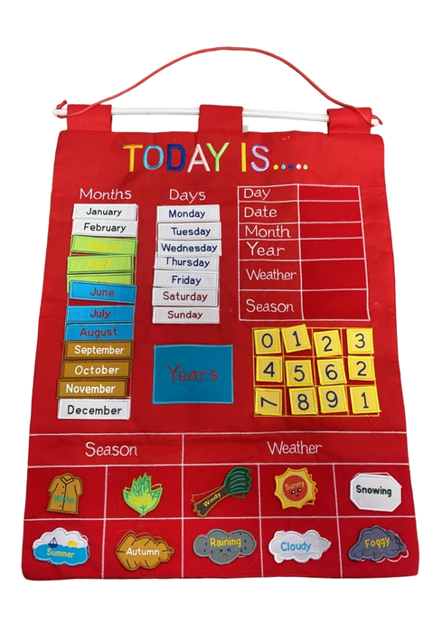 used Alma’s Design Today Is Children’s Calendar Wall Chart, Red