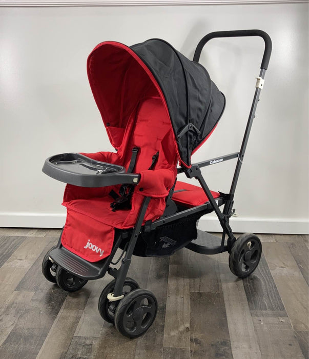 used Joovy Caboose Graphite Stand-On Tandem Stroller, 2020, Red