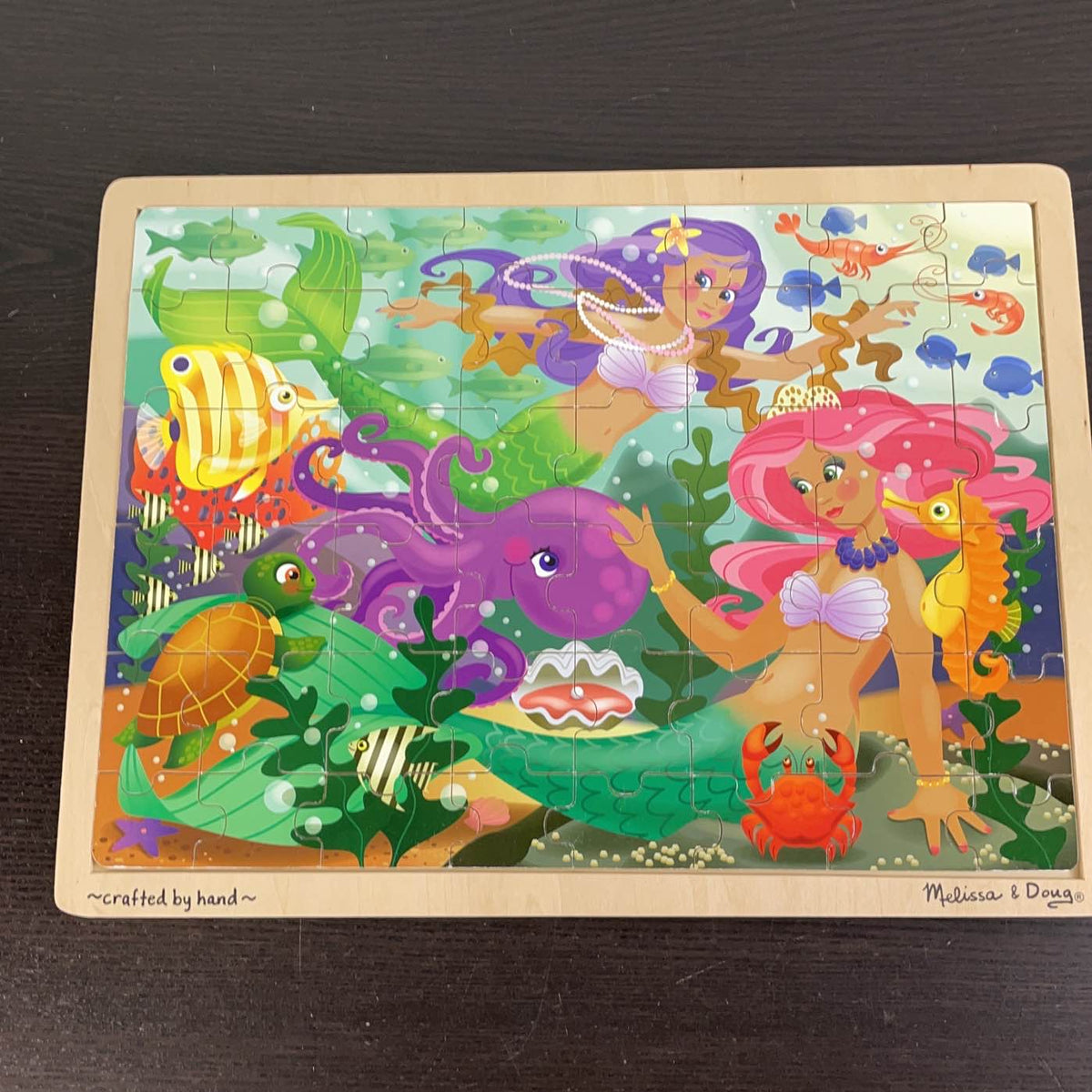 Melissa & Doug Puzzle Bois Animaux Marins – 7 Grosses Pièces Faciles à Saisir – Dès 2 Ans – Éducatif Et Ludique