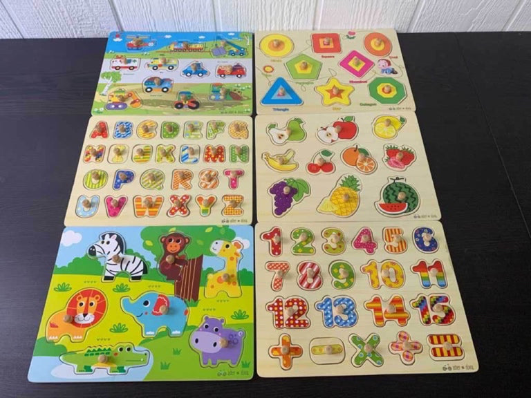 used Asher and Olivia Wooden Toddler Puzzle Bundle