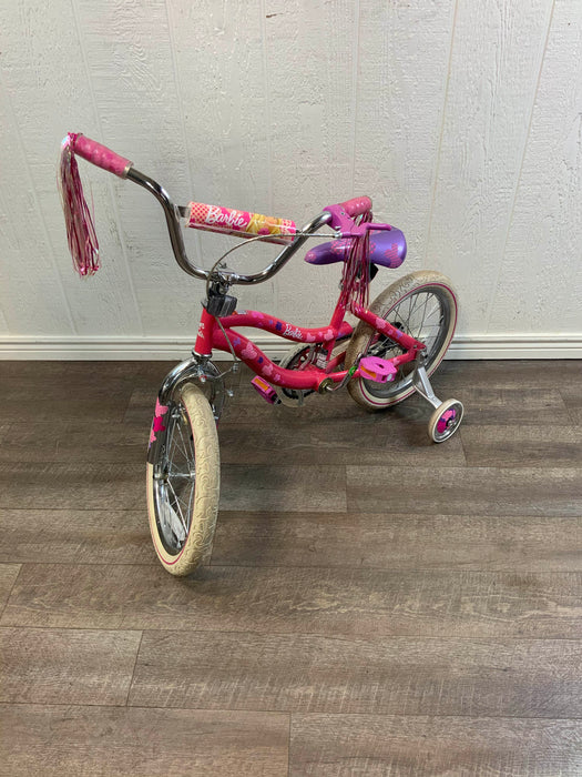 used Mattel Barbie 16” Girls Bike With Training Wheels