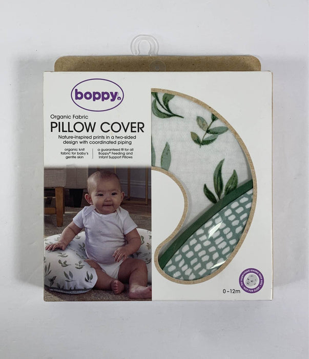 used Boppy Organic Nursing Pillow Slipcover, Green Little Leaves