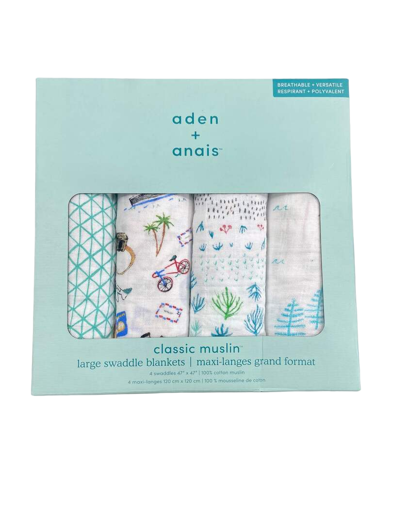 Aden Anais Cotton Muslin Swaddle, 4pk, Around the World