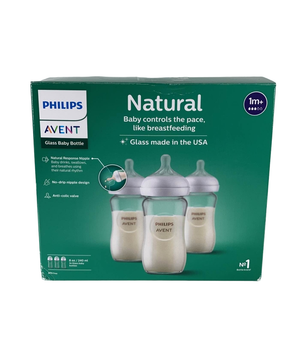 Philips Avent Natural Glass Bottle, 8 Ounce, 3 Pack