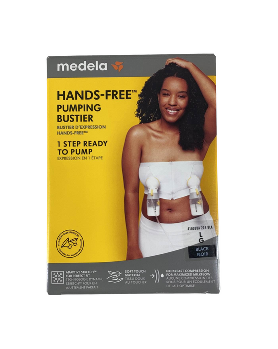 Medela Easy Expression Hands Free Pumping Bra Bustier, Black, Large