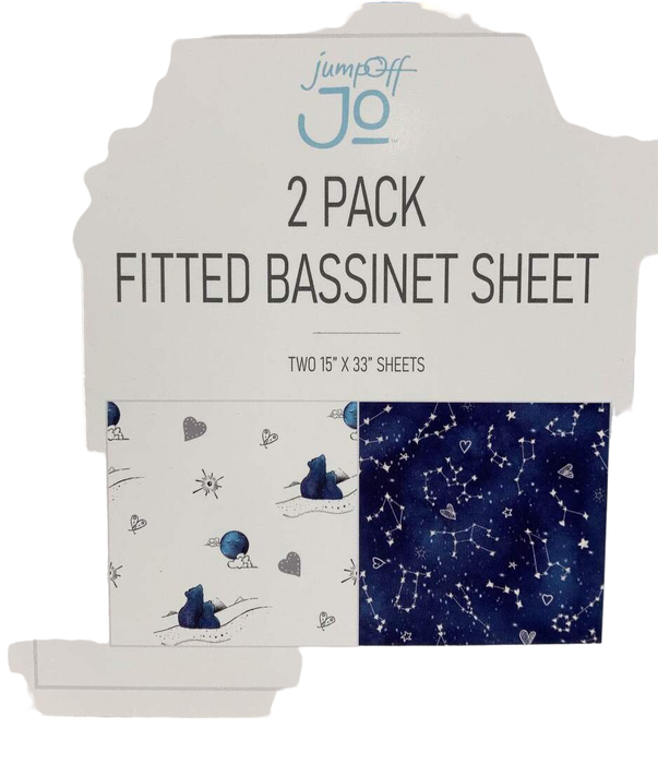 Shop JumpOff Jo 2 Pack Fitted Bassinet Sheets, Blue Galaxy Bears at GoodBuy Gear