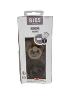 used BIBS Boheme Natural Rubber Pacifier 2 Pack, Size 1 (0-6m), Vanilla/Dark Oak