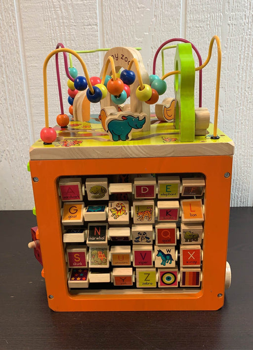 used B. toys Zany Zoo Wooden Activity Cube