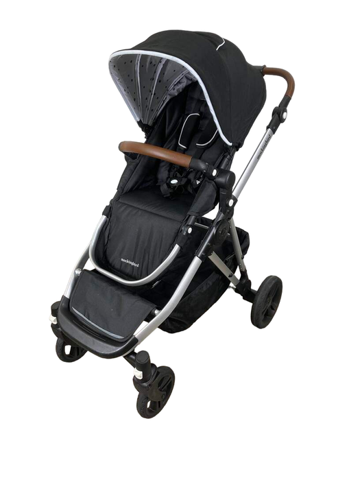 secondhand Mockingbird Single to Double Stroller, Silver with Penny Leather, 2022, Watercolor Drops, Black