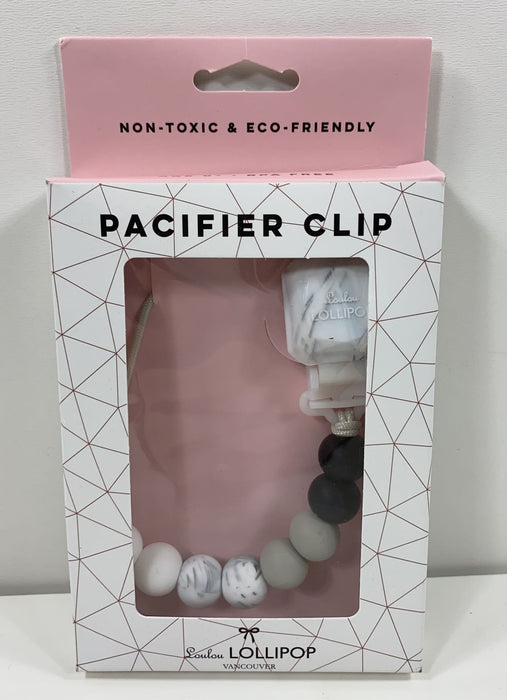 used LouLou Lollipop Pacifier Clip, Black Marble
