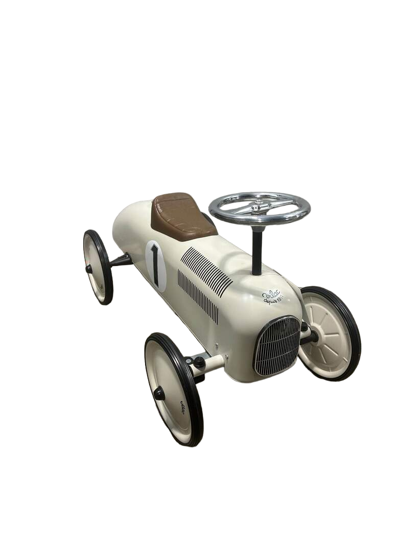 Vilac Classic Ride On Metal Car, Ecru — GoodBuy Gear Vilac Classic Ride On Metal Car, Ecru — GoodBuy Gear