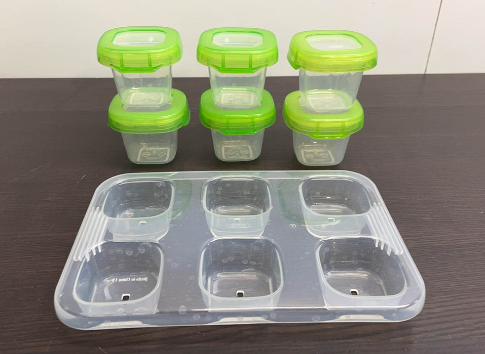 secondhand OXO Tot Baby Blocks Plastic Freezer Storage Containers 6-Pack, 2oz, Green