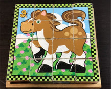 secondhand Melissa & Doug Cube Puzzle, Farm