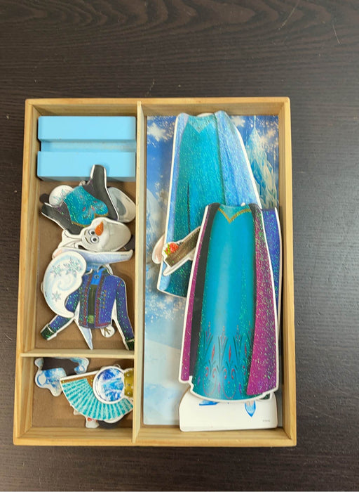 used Disney Frozen Elsa Wooden Magnetic Doll Dress-Up Kit