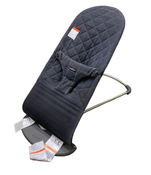 used BabyBjorn Bouncer Bliss, Dark Gray Frame, Black Cotton Classic Quilt