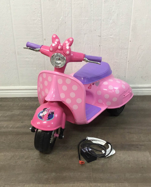 used Kid Trax Minnie Mouse Happy Helpers Scooter with Sidecar Ride-On Toy