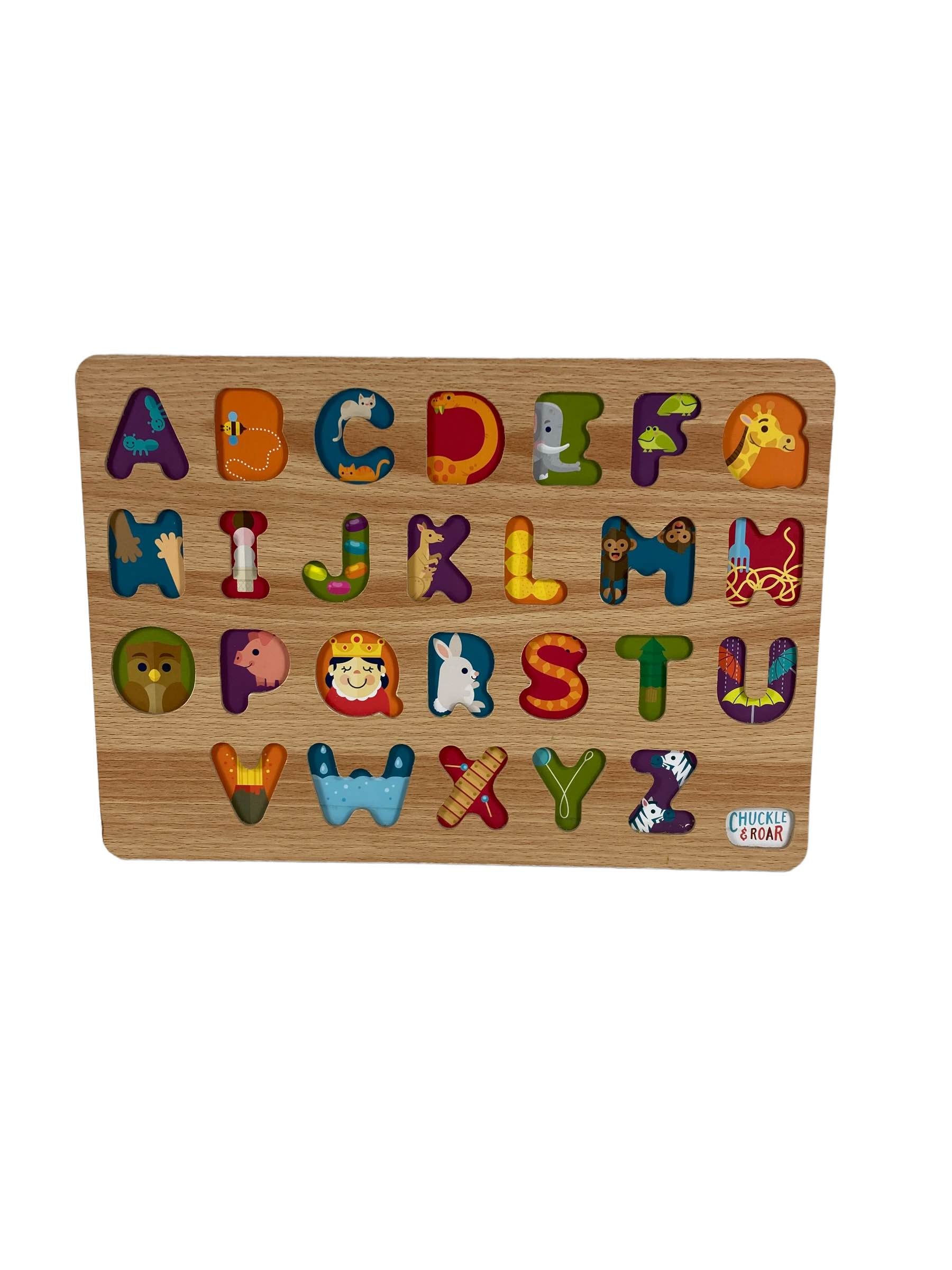 Chuckle And Roar ABC's & 123s Wood Puzzle Set