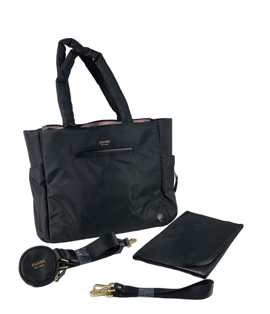 Jujube Utility Strap Tote Diaper Bag Black