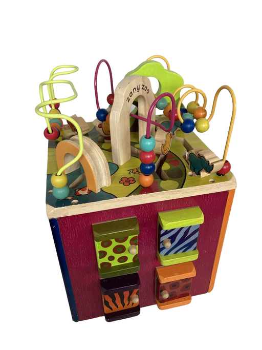 used B. toys Zany Zoo Wooden Activity Cube