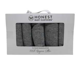 Honest Baby Clothing 10-Pack Organic Cotton Wash Cloths, White