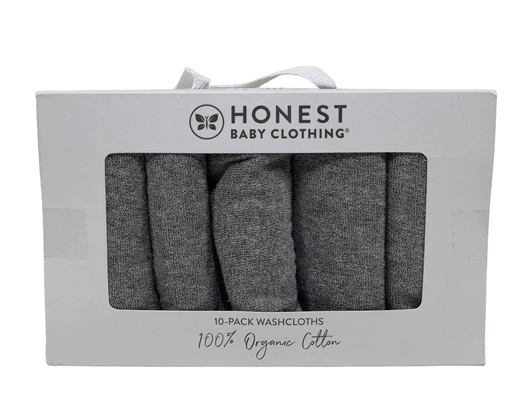 used Honest Baby 10 Pack Organic Cotton Wash Cloths, Heather Gray