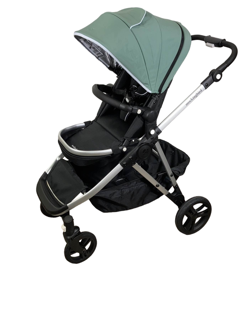 used Mockingbird Single to Double Stroller, 2023, Silver with Black Leather, Watercolor Drops, Sage