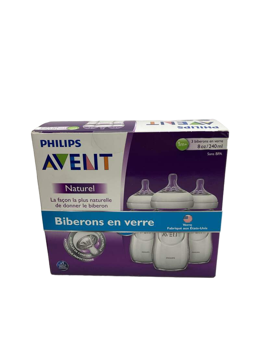 secondhand Philips Avent Natural Glass Baby Bottles, 8oz, 3-Pack