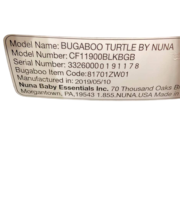 Bugaboo Turtle By Nuna Car Seat, 2019