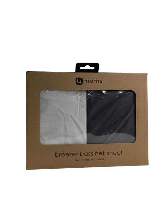 used 4moms Breeze Bassinet Sheet, white and grey crosshatch 2 pack