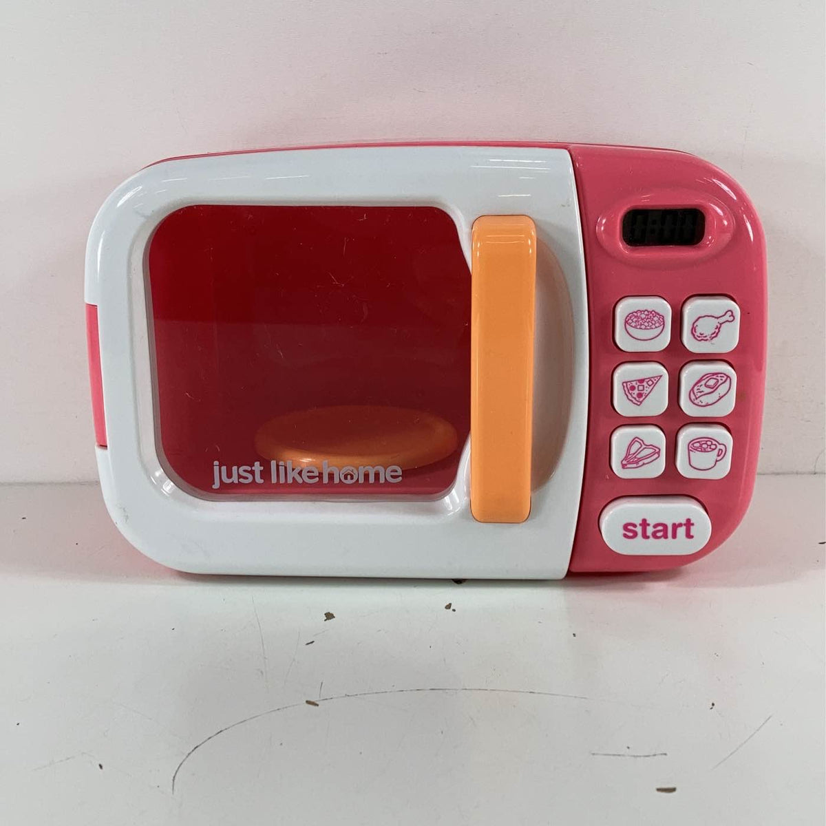 Just Like Home Play Microwave Toy - Pink Pretend Kitchen With Lights & Sounds For Kids