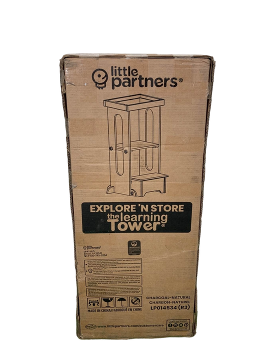 used Little Partners Explore 'n Store Learning Tower, Charcoal/Natural