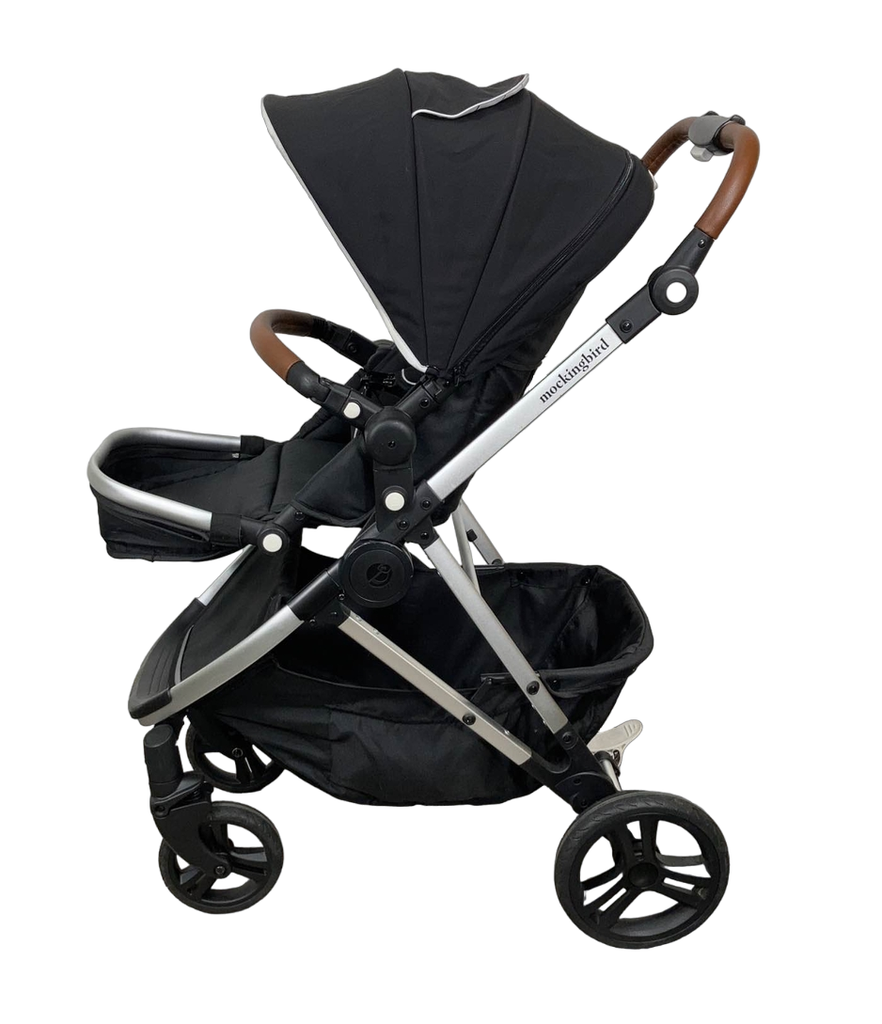 Mockingbird Single Stroller, 2019, Black, Windowpane, Silver With Penn