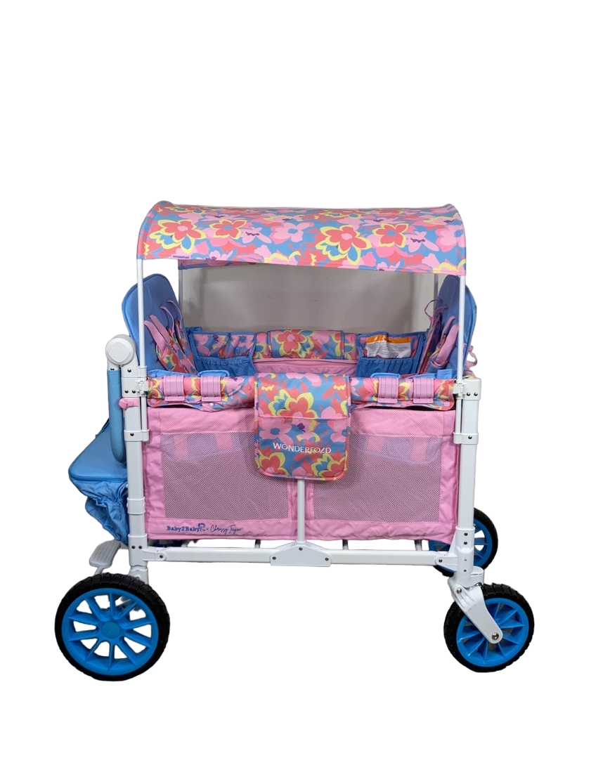 open box w4 luxe quad stroller wagon weight limit Wonderfold W4 Luxe Quad Stroller Wagon, 2023, Petal Pop x Chrissy Teigen