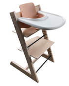 used Stokke Tripp Trapp High Chair with Baby Set and Tray, Serene Pink, White