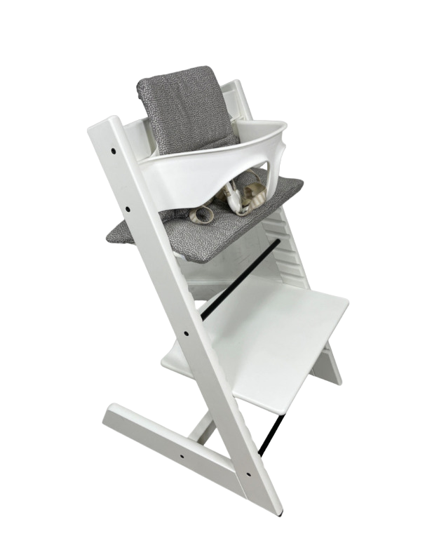 stokke timeless grey Stokke Tripp Trapp Complete High Chair, White, Grey Dots