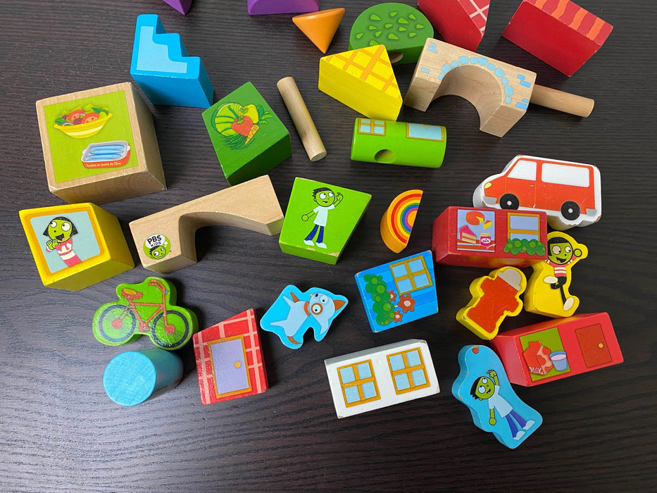 secondhand Hape Wooden PBS Kids Blocks