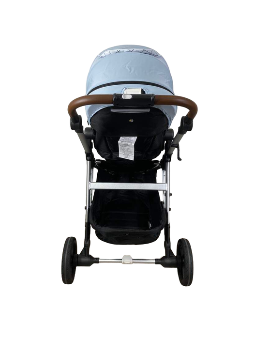 Mockingbird Single Stroller, 2023, Sky, Windowpane, Silver With Penny Leather