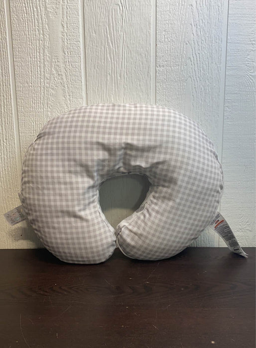 secondhand Boppy Luxe Nursing Pillow, Elephants/ Grey Buffalo Plaid