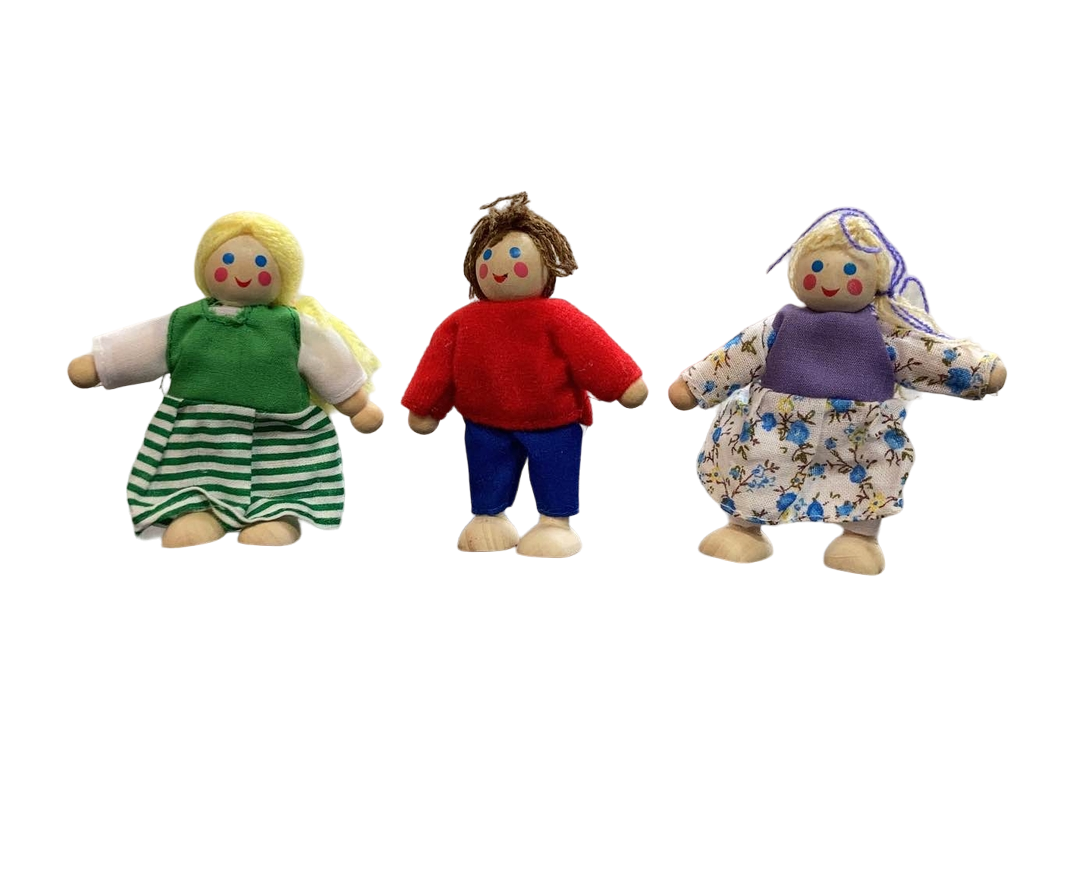 Melissa & Doug 7-Piece Poseable Wooden Doll Family for Dollhouse