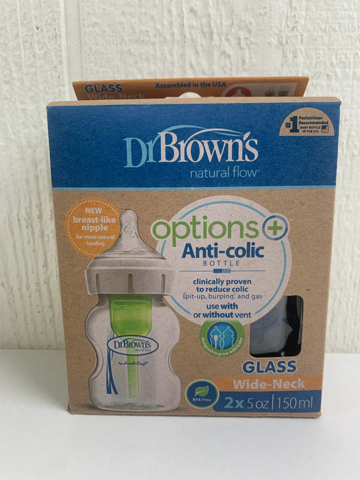 used Dr. Brown's Glass Bottle, Options + 2 pack 5oz