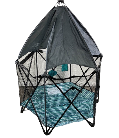 Shop Baby Delight Go With Me Eclipse Portable Playard, Regular, Watercolor Stripe with Grey Canopy at GoodBuy Gear