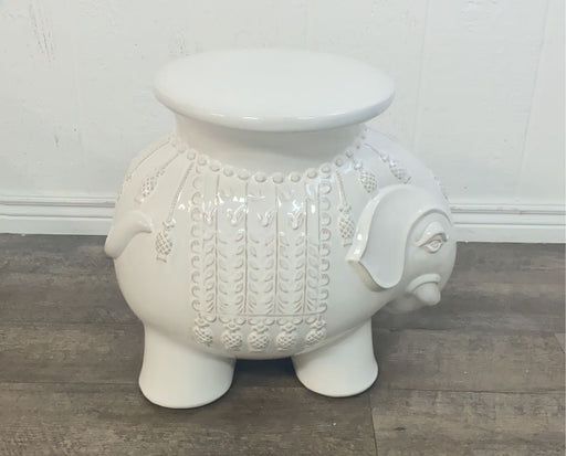 used Side Table, Ceramic Elephant