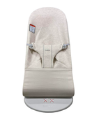 secondhand BabyBjorn Bouncer Bliss, Light Gray Frame, Light Beige 3D Jersey