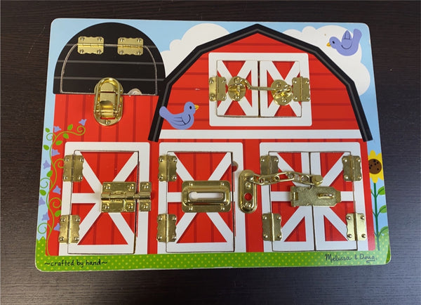  Melissa &-Doug Latches Wooden Activity Barn with 6