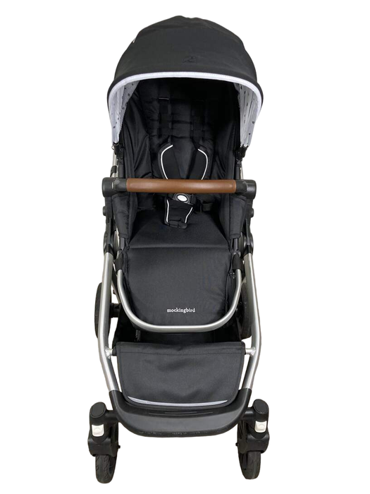 secondhand Mockingbird Single to Double Stroller, 2023, Silver with Penny Leather, Watercolor Drops, Black